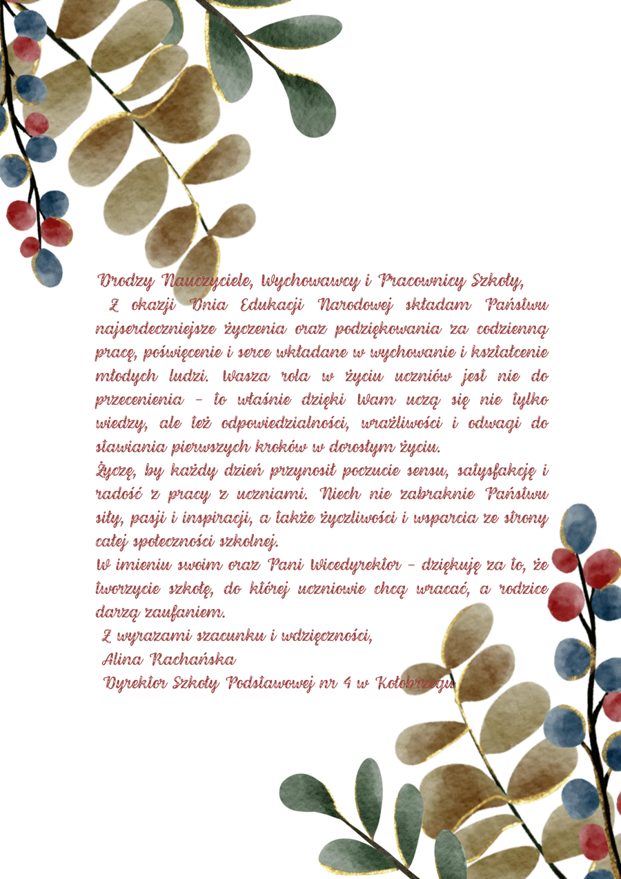 Życzenia z okazji Dnia Edukacji Narodowej